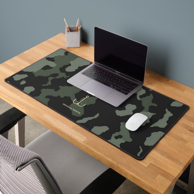Modern Monogram Fisherman Camouflage Schreibtischunterlage (Büro 2)