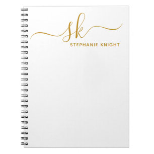 Modern Monogram Gold Script Calligraphy Custom Notizblock
