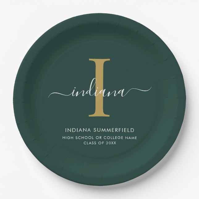 Modern Monogram Graduation 2026 Party Minimalist Pappteller (Vorderseite)