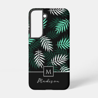 Modern Monogram Green Blätter Pattern Samsung Galaxy Hülle