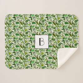 Modern Monogram Green Botanic Muster Sherpadecke