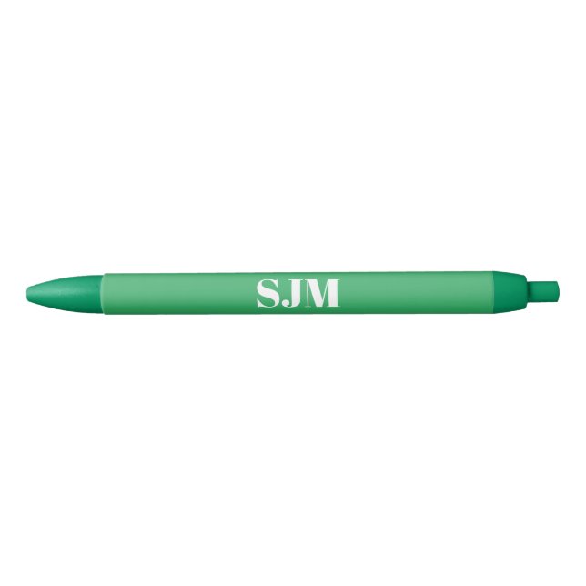 Modern monogram green white custom initials name  kugelschreiber (Vorderseite)