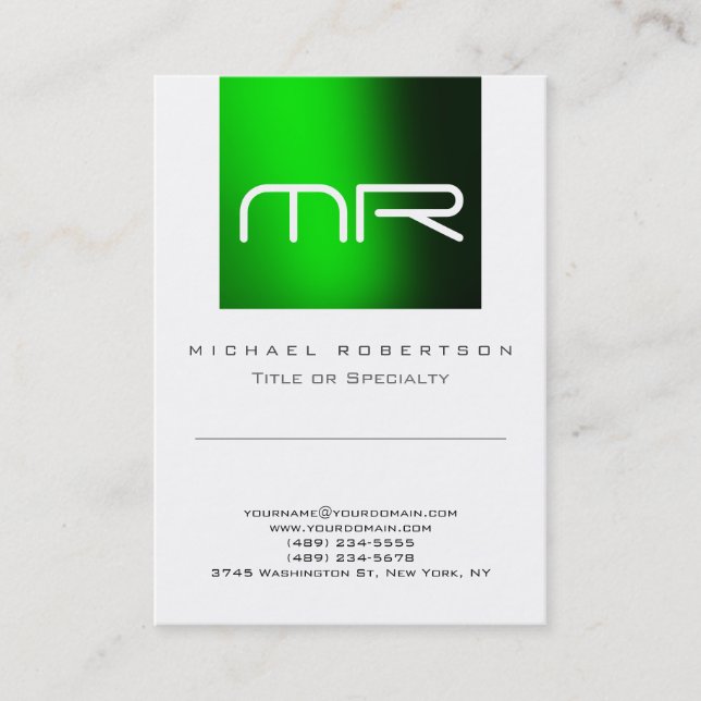 Modern monogram, Green White Niedlich Business Car Visitenkarte (Vorderseite)
