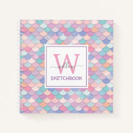 Modern Monogram Hübsch Glam Mermaid Sketchbook Notizbuch