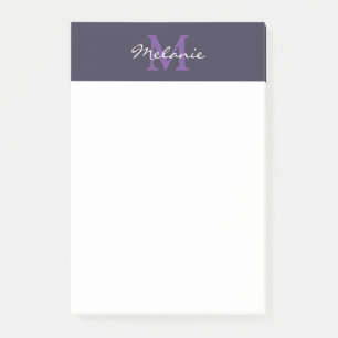 Modern Monogram Indigo Blue und Lavender Post-it Klebezettel