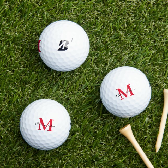 Modern Monogram Initial and Name Personalisiert Golfball (Insitu Gras)