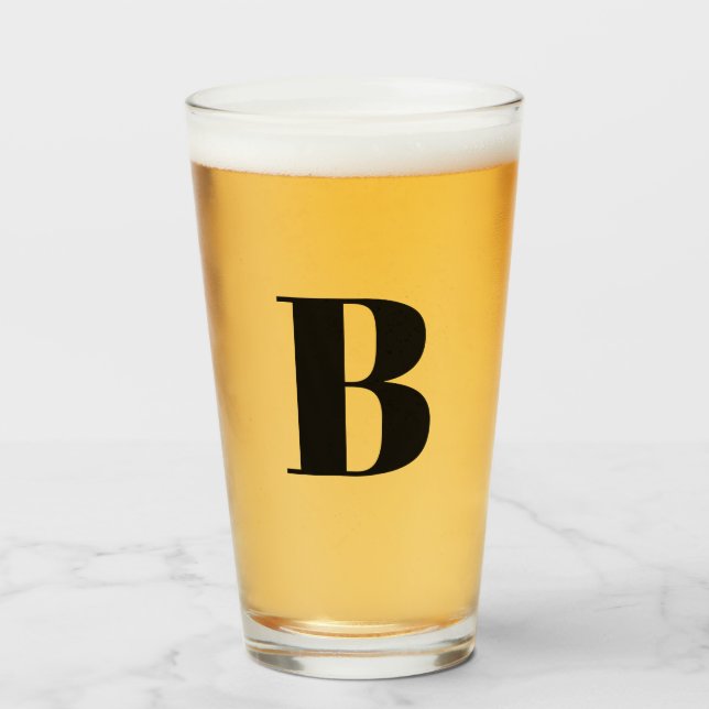 Modern Monogram Initial Beer  Glas (Vorne (Gefüllt))