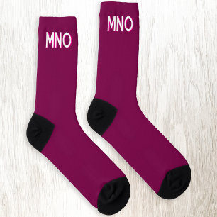 Modern Monogram Initial Drop Shadow Cherry Pink Socken