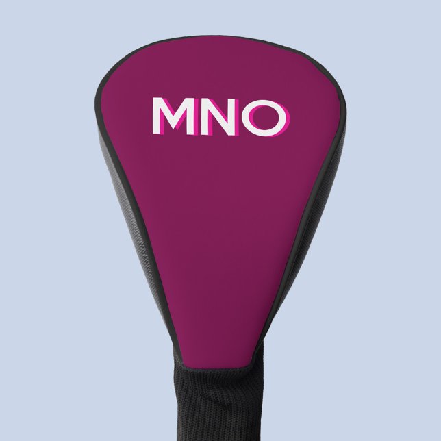 Modern Monogram, Initial Dunkelrosa Burgundy Golf Headcover (Monogram initial drop shadow personalized golf head cover)