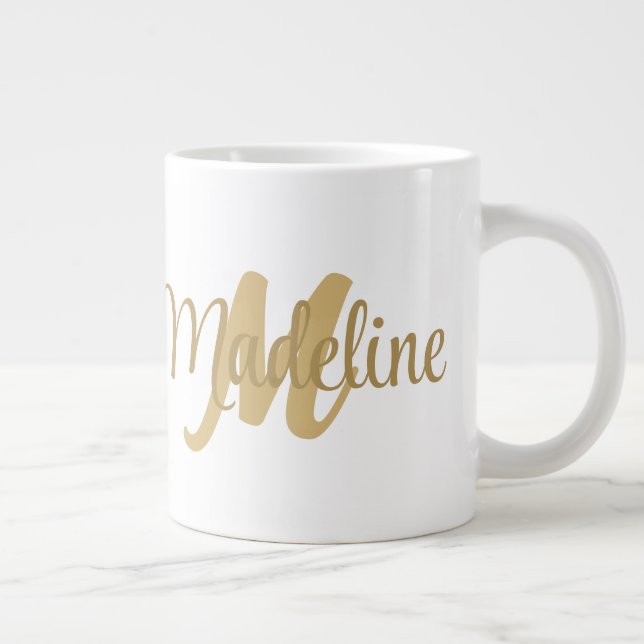 Modern Monogram Initial Letter and Name Jumbo Tass Jumbo-Tasse (Rechts)
