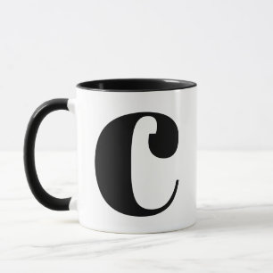Modern Monogram Initial Letter C Black and White Tasse
