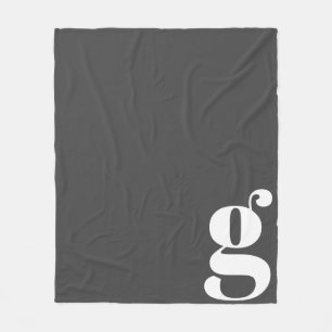 Modern Monogram Initial Letter Chic Schwarz-weiß Fleecedecke