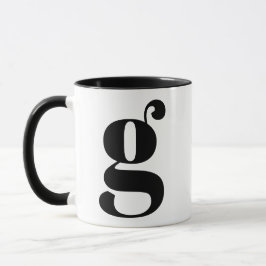 Modern Monogram Initial Letter G Black and White Tasse