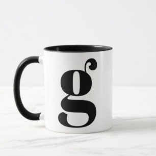 Modern Monogram Initial Letter G Black and White Tasse