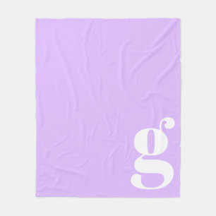 Modern Monogram Initial Letter Pastel Lavender Fleecedecke