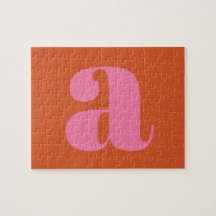 Modern Monogram Initial Letter Pink and Orange