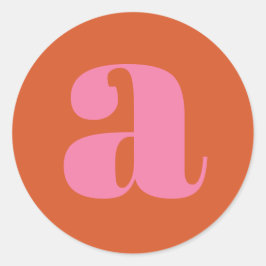 Modern Monogram Initial Letter Pink and Orange Runder Aufkleber