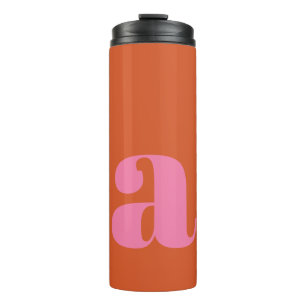 Modern Monogram Initial Letter Pink and Orange  Thermosbecher