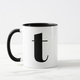 Modern Monogram Initial Letter T Black and White Tasse