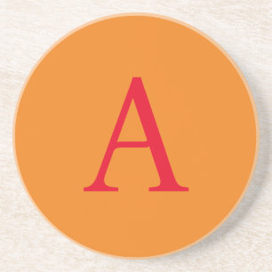 Modern Monogram Initial Letter Trendy Orange Red Getränkeuntersetzer
