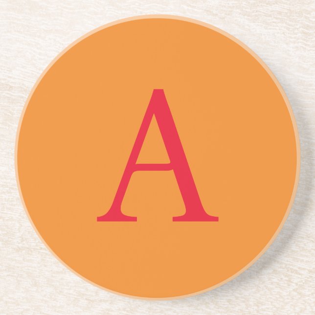 Modern Monogram Initial Letter Trendy Orange Red Getränkeuntersetzer (Vorne)