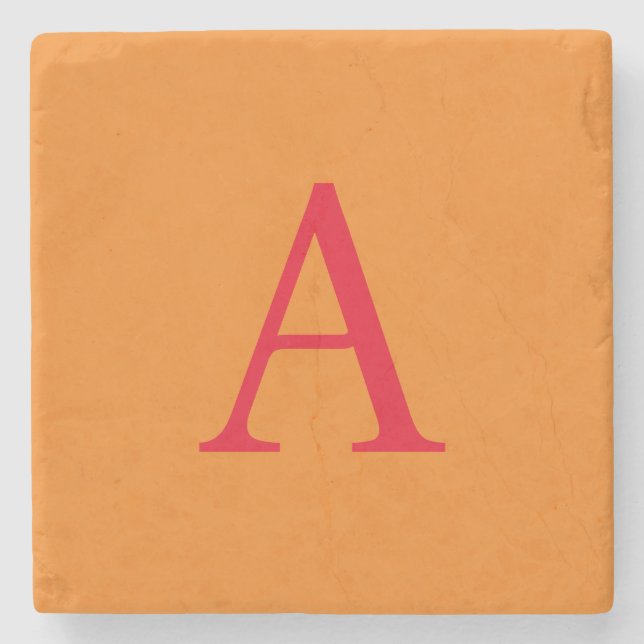 Modern Monogram Initial Letter Trendy Orange Red Steinuntersetzer (Vorderseite)