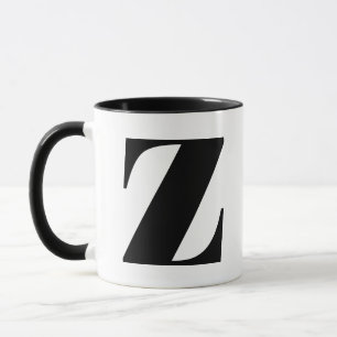 Modern Monogram Initial Letter Z Black and White Tasse