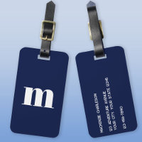 Modern Monogram Initial Navy Blue