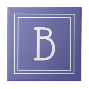 Modern Monogram Initial Periwinkle Blue Fliese