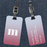 Modern Monogram Initial Pink Blue Gradient Gepäckanhänger<br><div class="desc">Moderne Kleinschreibung Typografie minimalistisches Monogramm Initialdesign,  das in Personalisierung umgewandelt werden kann,  zusammen mit den Details auf der Rückseite. Weiß auf einem rosa bis blass blauen Hintergrund.</div>
