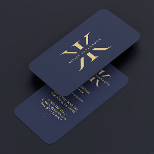 Modern Monogram K Beruflich Dark Navy Blue Visitenkarte