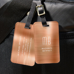 Modern Monogram Kupfer Metallisch Gepäckanhänger