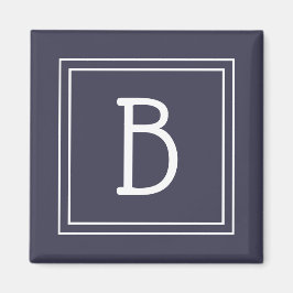 Modern Monogram Letter Initial Template Blue White Magnet