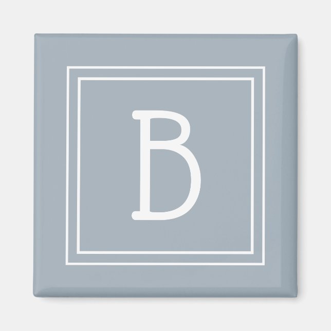 Modern Monogram Letter Initial Template Blue White Magnet (Vorne)