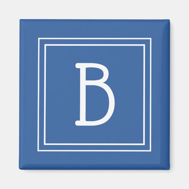 Modern Monogram Letter Initial Template Royal Blue Magnet (Vorne)