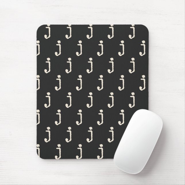 Modern Monogram Letter Typewriter Typography Black Mousepad (Mit Mouse)