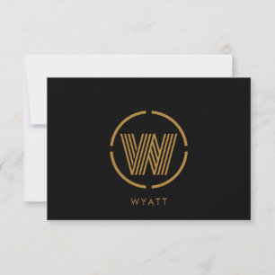 Modern Monogram Logo Gold Black Flat Note Card Mitteilungskarte
