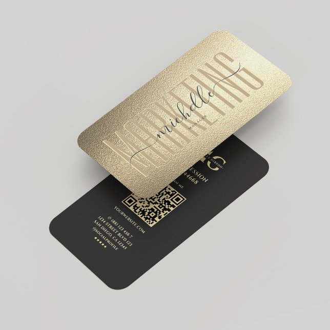 Modern Monogram Marketing Beruflich Imitats Gold Visitenkarte (Modern Monogram Marketing Professional Black Gold Business Card
)