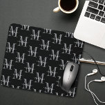 Modern Monogram Minimal Black White Mousepad<br><div class="desc">Add a touch of modern elegance to your routine with this personalized monogram black mouse pad design featuring a large initial and name in script. Perfect for yourself or as a thoughtful custom gift. Created by Simply Farmhouse Press.</div>