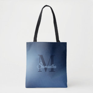 Modern Monogram Name Blue Ombre Tasche