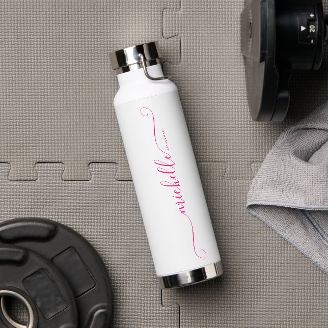 Modern Monogram Name Bridesmaid Bachelorette Pink Trinkflasche (Fitnessstudio)