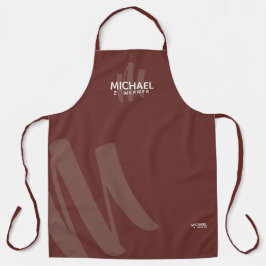 Modern Monogram Name Fired-Brick Reddish Brown Schürze