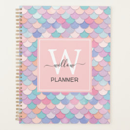 Modern Monogram Name Initial Mermaid Pale Pink Planer