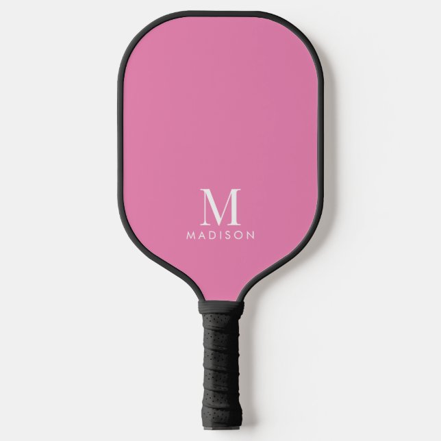 Modern Monogram Name Pink Pickleball Schläger (Vorderseite)