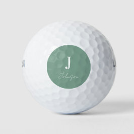 Modern Monogram Name Sage Green Golfball