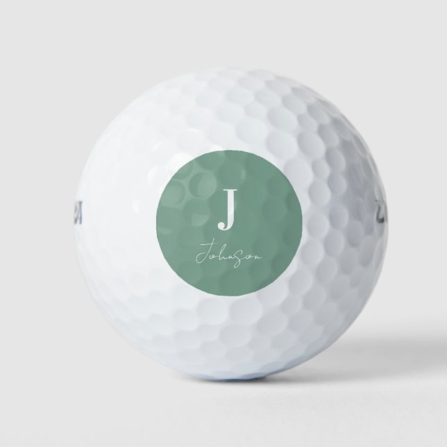 Modern Monogram Name Sage Green Golfball (Vorderseite)