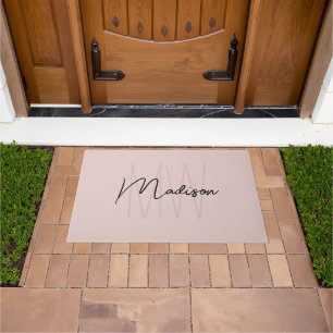 Modern Monogram Name Script Blank Pink Fußmatte