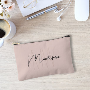 Modern Monogram Name Script Blank Pink Zubehörtasche
