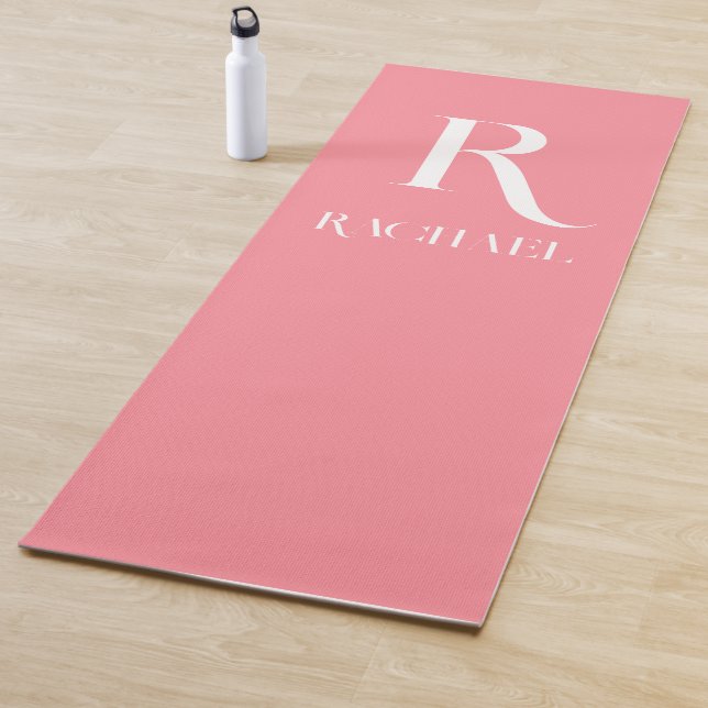 Modern Monogram Name Stilvoll rosa Yogamatte (Beispiel)