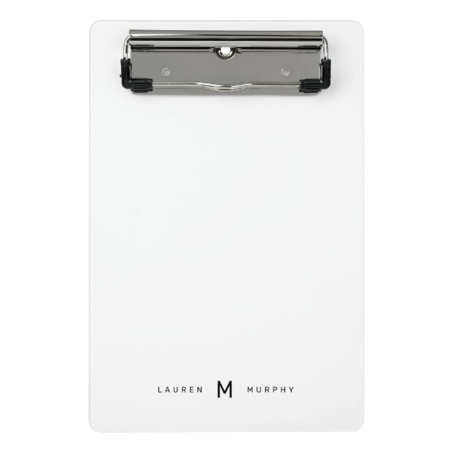 Modern Monogram Name Typografy Mini Clipboard Klemmbrett (Vorderseite)